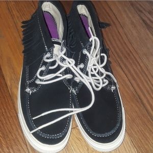 Black Converse Moccasin/ Fringe Shoes